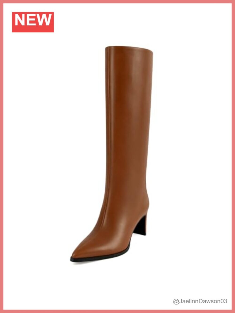 Knee High Boots Women Pointed Toe Block Heels Faux Leather